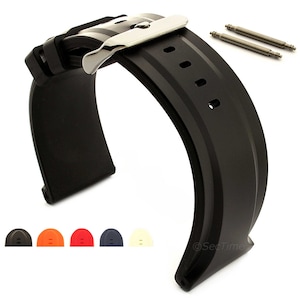 26mm 28mm 30mm Silicone Rubber Waterproof Resin Watch Strap Band Jumbo, Spring Bars Stainless Steel Buckle, Black Orange Red Blue White