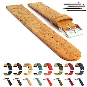 12mm 14mm 16mm 18mm 20mm 22mm Real Cork Watch Strap Band Vegan Black Brown Blue Red Green Maroon Classic / Quick Release Spring Bars