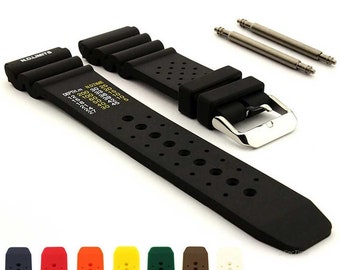 18mm 20mm 22mm 24mm Silicone Rubber Waterproof Divers Watch Strap Band PRO Black Blue Red Orange Yellow White Green Brown Grey Beige