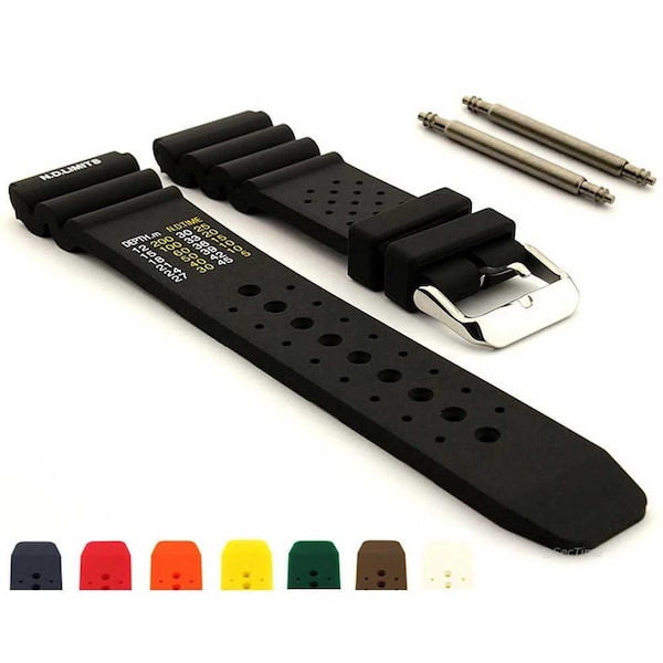 18mm 20mm 22mm 24mm Silicone Rubber Waterproof Divers Watch Strap Band PRO Black Blue Red Orange Yellow White Green Brown Grey Beige