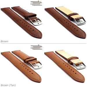 12mm 14mm 16mm 18mm 20mm 22mm Leather Watch Strap Band Vegetable Tanned Alan Classic / Quick Release Black Brown Blue Red Green Grey image 3