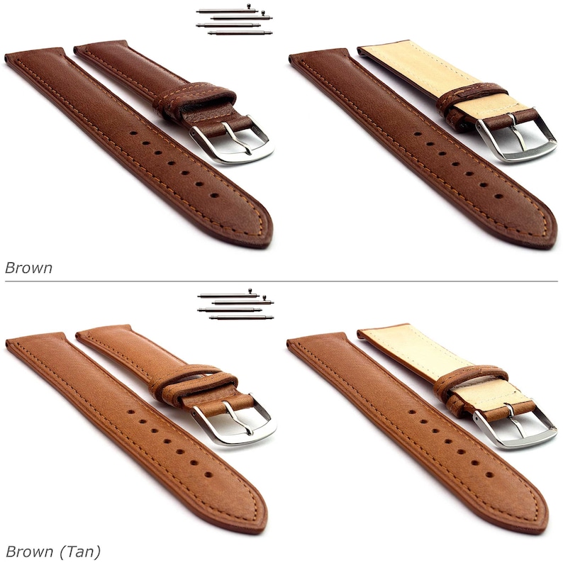 12mm 14mm 16mm 18mm 20mm 22mm Leather Watch Strap Band Vegetable Tanned Alan Classic / Quick Release Black Brown Blue Red Green Grey image 3