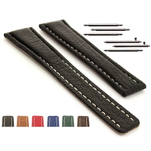 20mm/18mm, 22mm/18mm Genuine Shark Leather Skin Watch Strap Band Compatible w. Breitling Classic / Quick Release Black Brown Red Blue Green