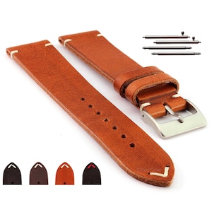 18mm 19mm 20mm 21mm 22mm 24mm Genuine Leather Watch Strap Band Mirage SS. Buckle, Classic / Quick Release Spring Bars Black Brown Grey