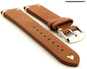 18mm 20mm 22mm 24mm Vintage Style Genuine Leather Watch Strap, Blacksmith Design Band Brown, Black, Blue, Grey