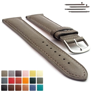 12mm 14mm 16mm 18mm 20mm 22mm Leather Watch Strap Band Vegetable Tanned Alan Classic / Quick Release Black Brown Blue Red Green Grey