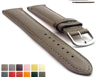12mm 14mm 16mm 18mm 20mm 22mm Leather Watch Strap Band Vegetable Tanned Alan Classic / Quick Release Black Brown Blue Red Green Grey