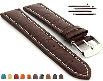 18mm 20mm 22mm 24mm 26mm 28mm 30mm Quick Release / Classic, Genuine Leather Watch Strap Band Croco Brown Black Red Orange Blue White Beige