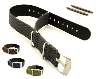 18mm 20mm 22mm 24mm Synthetic Waterproof Nato Watch Strap Band For Fixed or Standard Lugs SS. Buckle Spring Bars Black Brown Blue Green