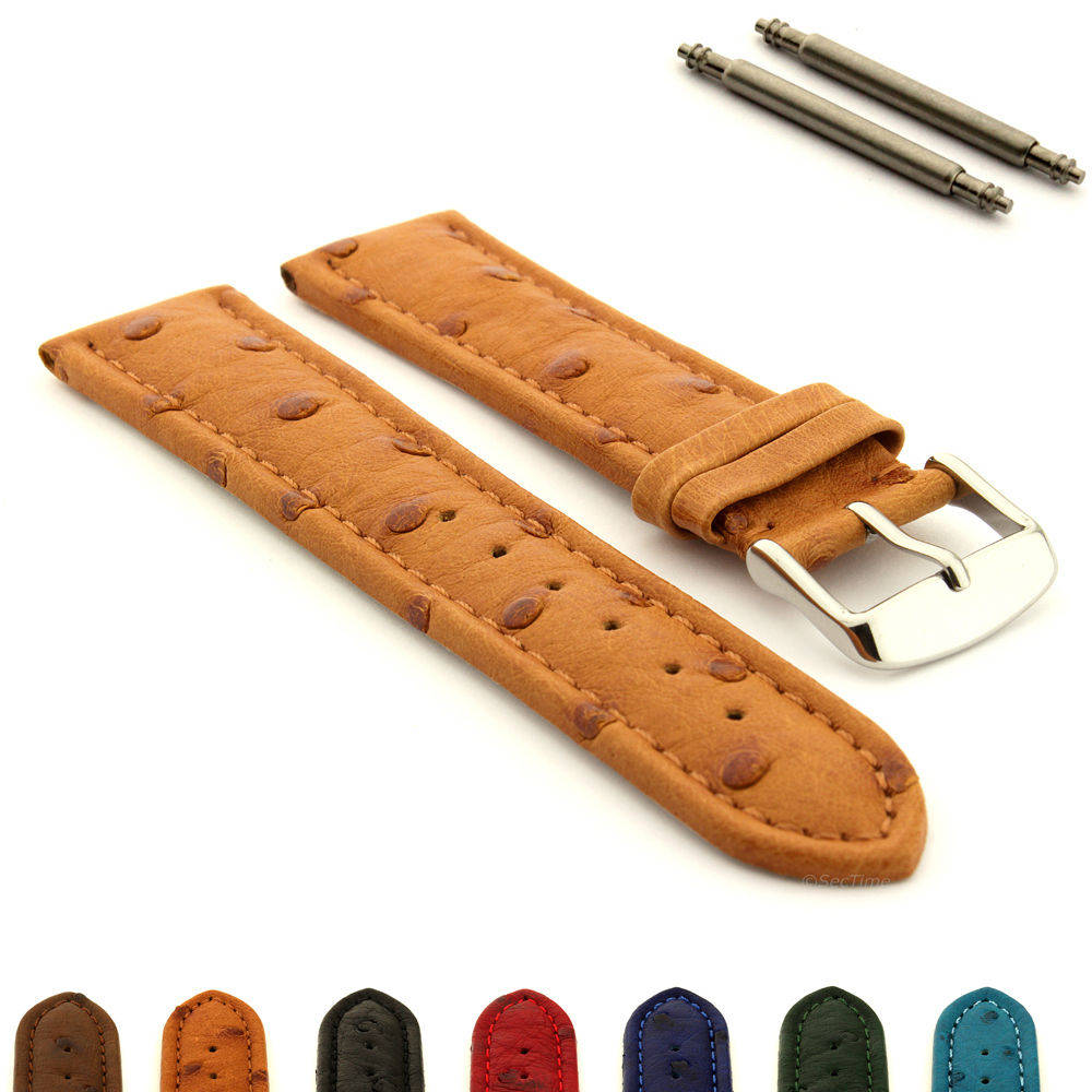 Ostrich Skin Watch Strap - Midnight Blue & Cream 