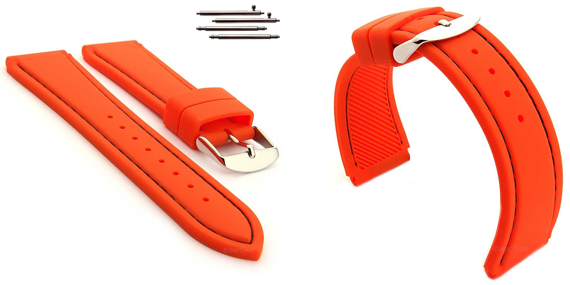 Ersatz Silikon Uhrenarmband Divers Strap 13 Farben In 18 - 24mm Incl. Federstege