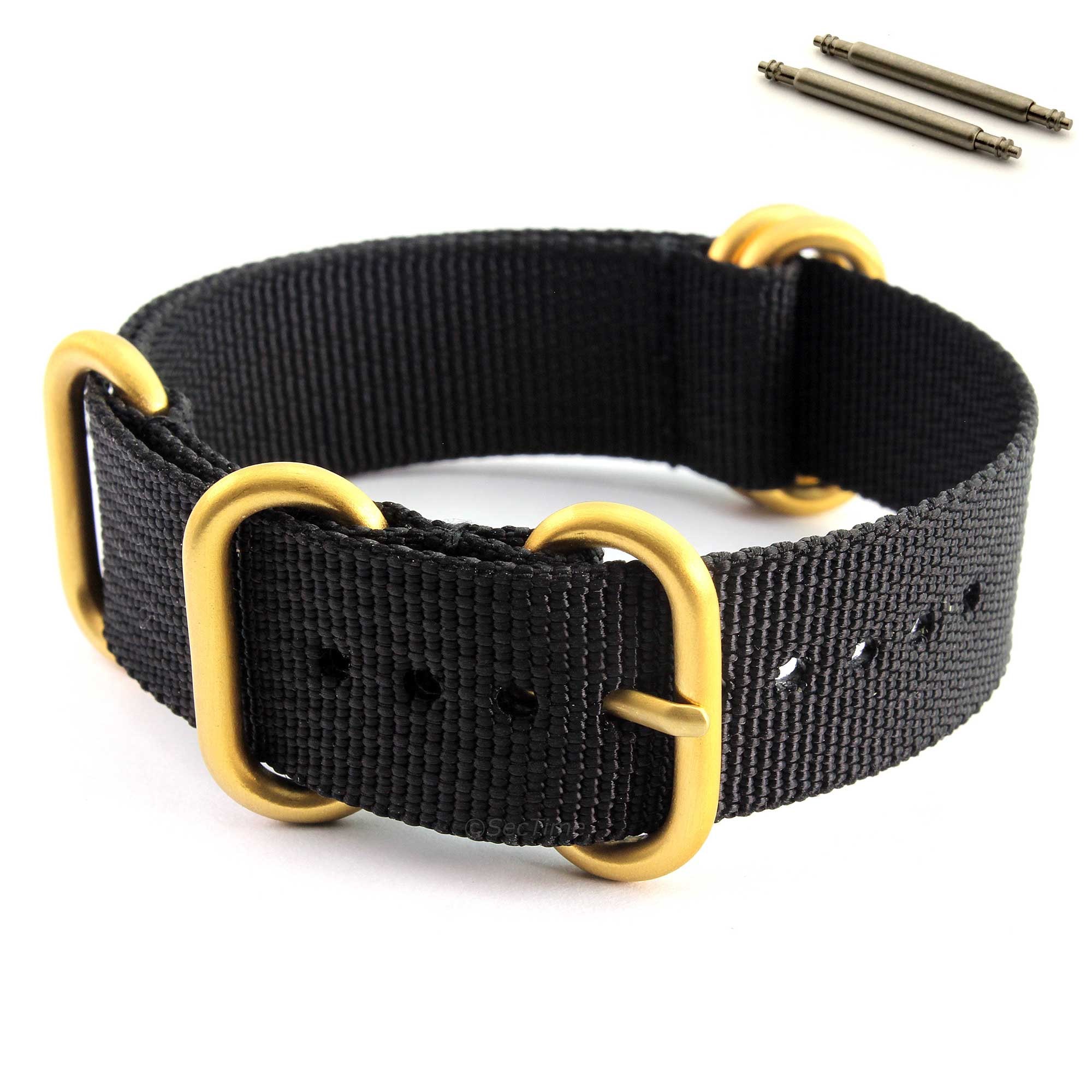 18mm 20mm 22mm 24mm 26mm Black Nylon Nato Watch Strap Band Heavy Duty Zulustrong Fixed standard Lugs Brushed Yellow rose Gold Hardware Etsy