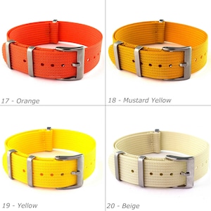 18 mm 19 mm 20 mm 21 mm 22 mm 24 mm Bracelet de montre otan en nylon nervuré, cosses fixes/standard Noir gris bleu vert orange bordeaux jaune kaki blanc image 6