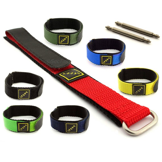 16mm 18mm 20mm 22mm Wrap-around Nylon Waterproof Watch Strap Band Sport  Hook & Loop, Black Red Orange Blue Green Yellow, Spring Bars 