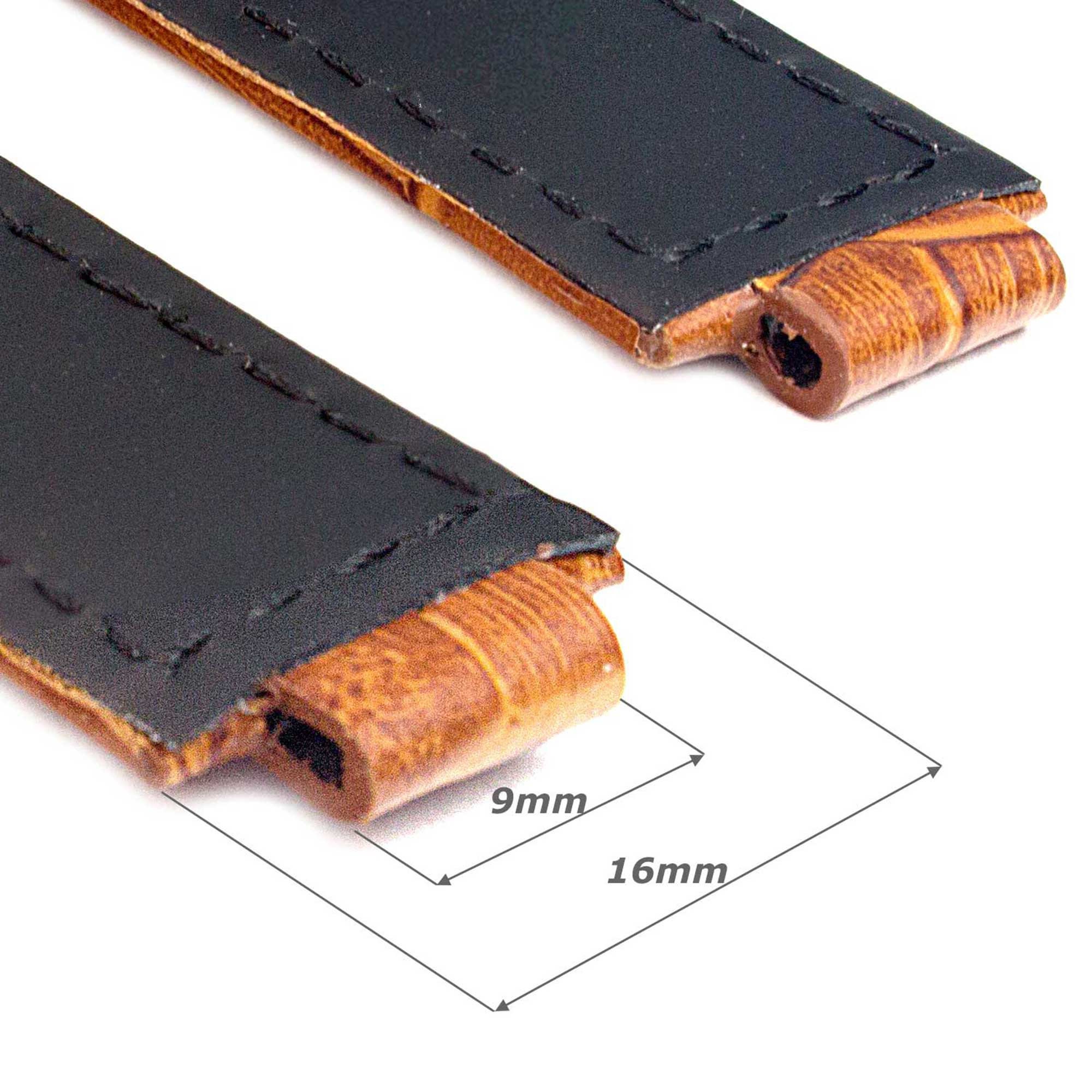 弾帯【レザー】 20mm/16mm/9mm Genuine Curved Leather Watch Strap Band in