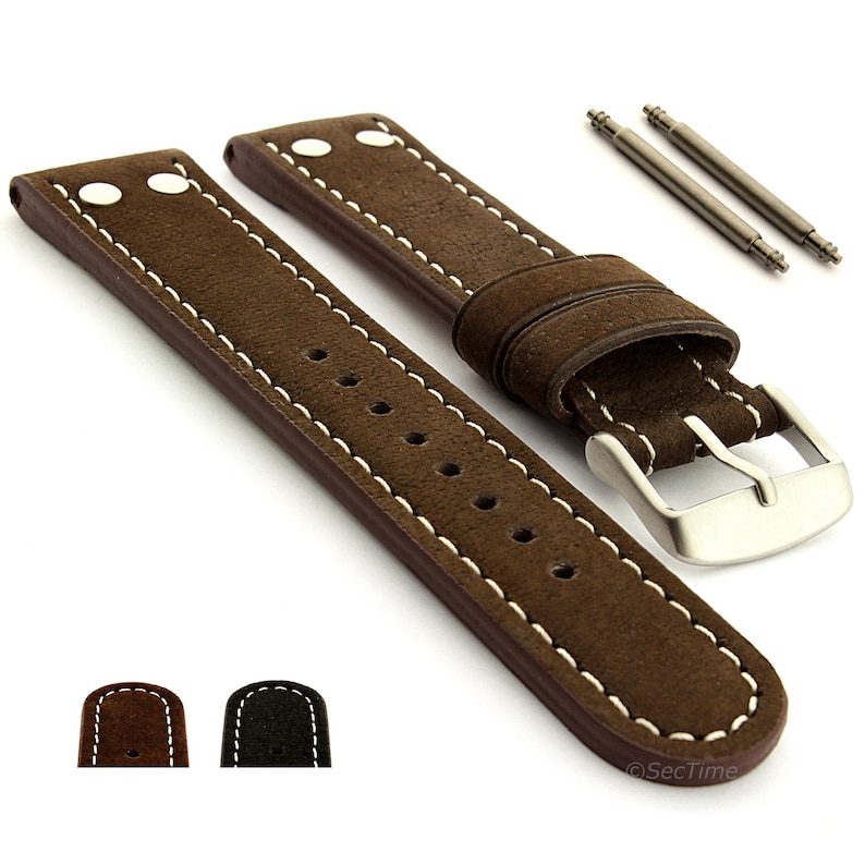 20mm 22mm Riveted Suede Genuine Leather Watch Strap Band in Etsy