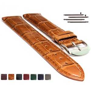 18mm 19mm 20mm 22mm Genuine Alligator Leather Watch Strap Band Louisiana Classic / Quick Release Spring Bars - Brown Black Maroon Green Blue