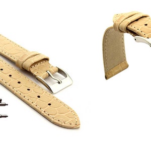 12mm 14mm 16mm 18mm 20mm 22mm cinturino orologio in vera pelle coccodrillo Arizona classico, sgancio rapido nero marrone blu rosa giallo beige Beige