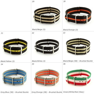 16mm 18mm 20mm 22mm 24mm Nylon Nato Watch Strap Band Fixed/Standard Lugs Black Grey Blue Green Red Brown Orange Yellow White Lilac Cream zdjęcie 5