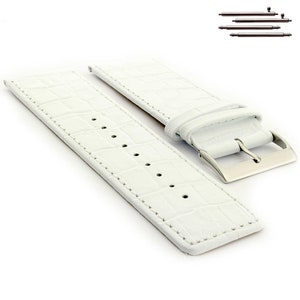 30mm 32mm 34mm 36mm 38mm 40mm Genuine Leather Replacement Watch Strap Band Croco Grain Spec WB Classic Quick Release Spring Bars Black White White