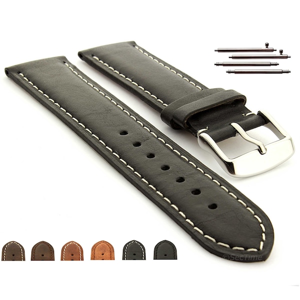 18mm 20mm 22mm 24mm Extra Long Genuine Leather Replacement Watch Strap Band Twister Classic / Quick Release Spring Bars - Brown, Black