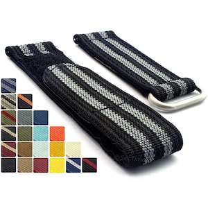 18mm 19mm 20mm 21mm 22mm 24mm Two-Piece Quick Release Ribbed Nylon & Hook Loop Watch Strap Bnad Black Blue Green Orange Yellow Khaki White