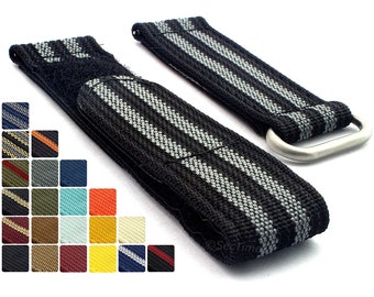 18mm 19mm 20mm 21mm 22mm 24mm Two-Piece Quick Release Ribbed Nylon & Hook Loop Watch Strap Bnad Black Blue Green Orange Yellow Khaki White