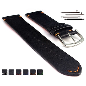 8mm 10mm 12mm 14mm 16 mm 18mm 20mm 22mm Genuine Leather Watch Strap Band Art Classic / Quick Release Pins White Black Red Blue Orange Green