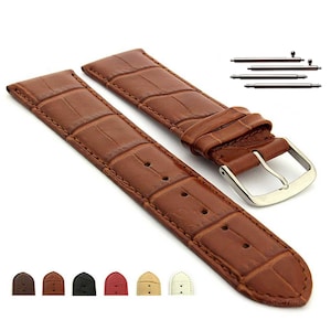 13mm 15mm 17mm 18mm 19mm 20mm 21mm 22mm 24mm Genuine Leather Watch Strap Band Croco Grain Louisiana Brown Black Red Green Beige White Blue
