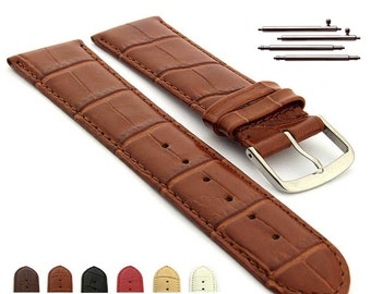 13mm 15mm 17mm 18mm 19mm 20mm 21mm 22mm 24mm Genuine Leather Watch Strap Band Croco Grain Louisiana Brown Black Red Green Beige White Blue