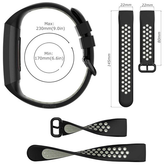 Perforated Two colour Silicone Watch Strap Band Men Women for Fitbit Charge 3 4 Black Blue Green White Red Orange Grey Pink Etsy UK