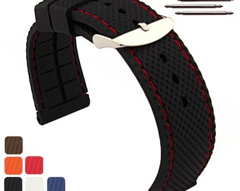 16mm 18mm 20mm 22mm 24mm Silicone Rubber Waterproof Watch Strap Band Thread Classic / Quick Release Black Brown Blue Red Orange White Beige