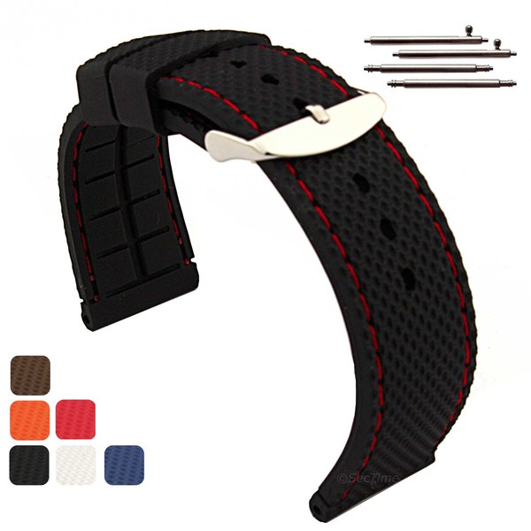 16mm 18mm 20mm 22mm 24mm Silicone Rubber Waterproof Watch Strap Band Thread Classic / Quick Release Black Brown Blue Red Orange White Beige