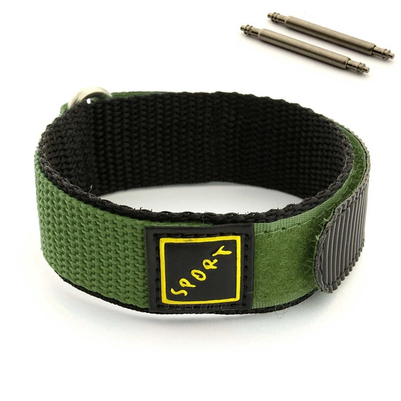 Nylon Watch Strap Velcro Style Sport Band 20mm Black 12 1/2 inch Length | Esslinger