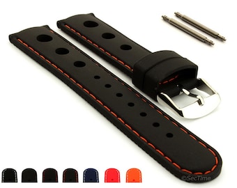 Perforated Silicone Watch Strap, Waterproof Sports Band with Stainless Steel Buckle