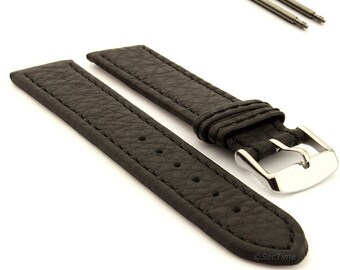 Cinturino Orologio In Pelle Nero Marrone Verde Grigio Uomo Cucitura 18 20 22 Mm