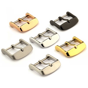 16mm 18mm 20mm 22mm 24mm 26mm Stainless Steel Tang Buckle SB for Watch Band Strap Polished Brushed Matte, Silver Yellow Rose Gold Black Grey