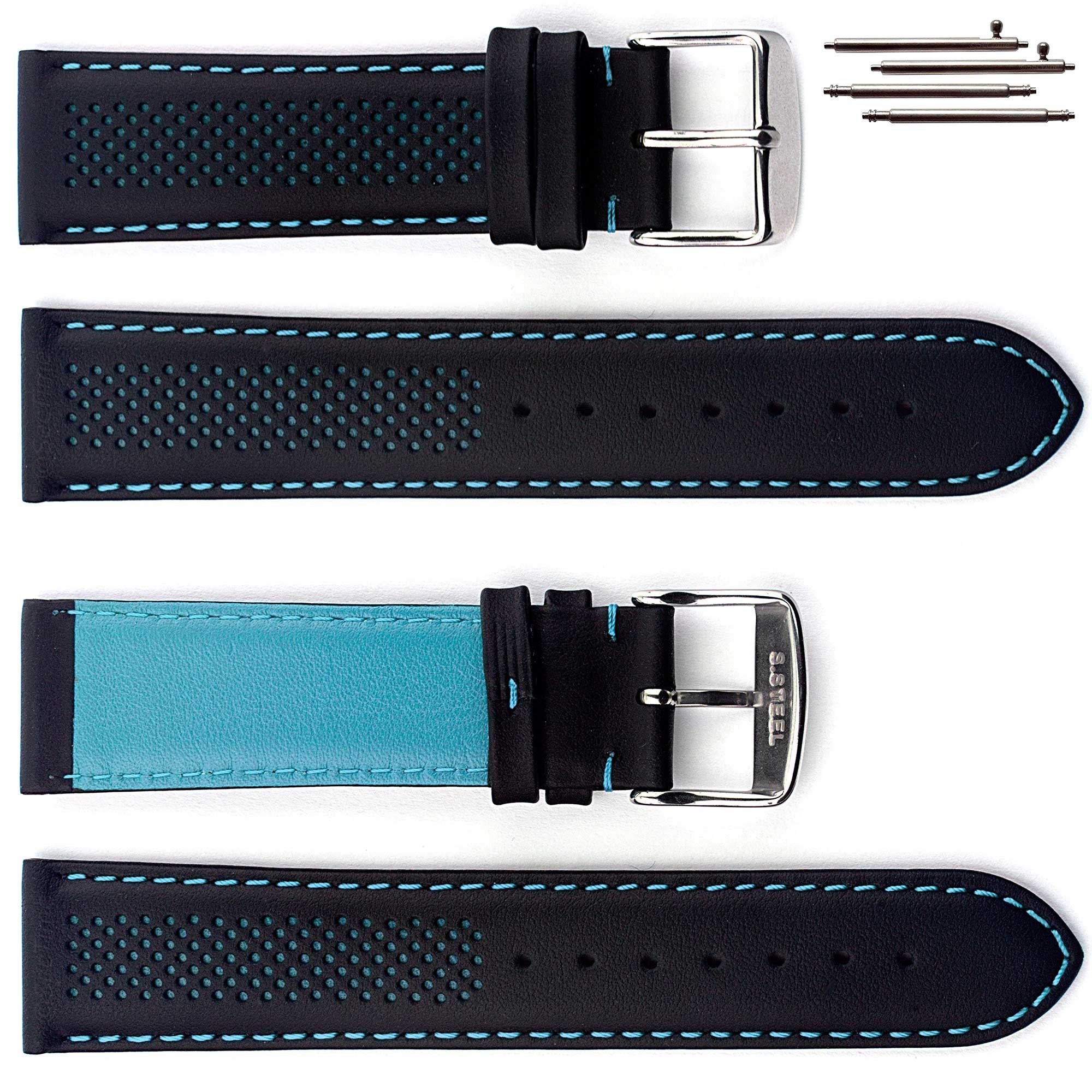 Cinturino In Pelle Marrone Chiaro Goffrata Simil-coccodrillo Da 20 Mm Con Fibbia Color Argento Sgancio Rapido P - Foto 12