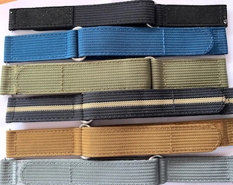 XXL 18mm 19mm 20mm 21mm 22mm 24mm Two-Piece Quick Release Ribbed Nylon & Hook Loop Watch Strap Band XXL