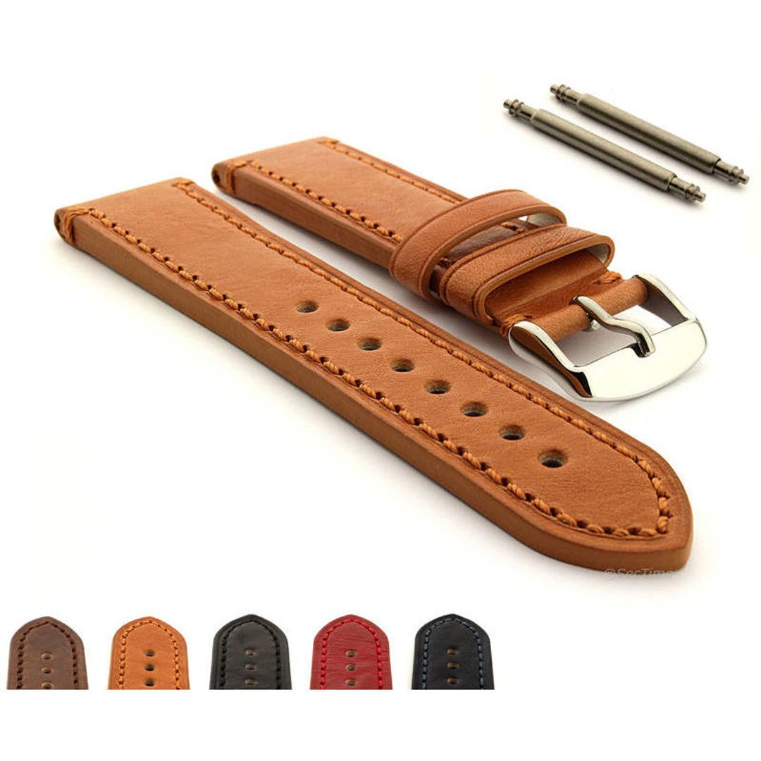 Cinturino Berny Pelle Vitello BERNY Cinturino Orologio In Vera Pelle - Blu Nero, Sgancio Rapido, Larghezze 20-22 Mm Cinturino Orologio Berny - Foto 4