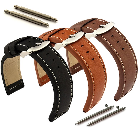 Echtleder Uhrenarmband Braun Schwarz Ersatz Lederband Basic Leder 16 18 20 22 24