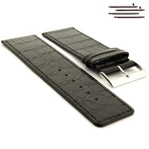 30mm 32mm 34mm 36mm 38mm 40mm Genuine Leather Replacement Watch Strap Band Croco Grain Spec WB Classic Quick Release Spring Bars Black White Black