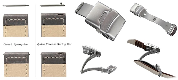 Cinturino In Pelle Con Goffratura A Coccodrillo Da 18 Mm E Fibbia Dorata Sgancio Rapido P