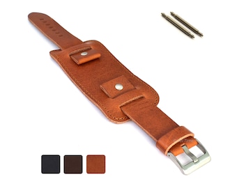 18mm 20mm 22mm 24mm Black Brown Men's Genuine Leather Watch Strap Band Wrist Cuff Pad Buckle Pad Stainless Steel Buckle Spring Bars