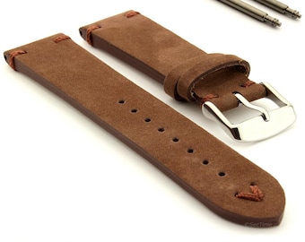 Suede Genuine Leather Old Style Watch Strap Band 18 20 22 24 Blacksmith Plus