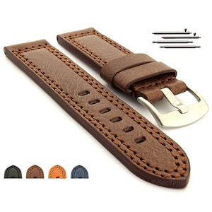 20mm 22mm 24mm 26mm 28mm Men&#39;s Genuine Leather Replacement Watch Strap Band Constantine Classic / Quick Release Spring Bars Black Brown Blue