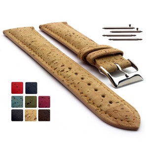 14 mm 16 mm 18 mm 20 mm 22 mm Bracelet de montre en liège véritable Végétalien Classique / Barres à ressort à dégagement rapide Noir marron bleu rouge vert bordeaux - VIP