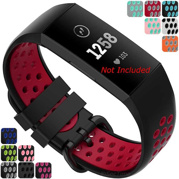 Bracelet de montre en silicone bicolore perforé Homme Femme Pour Fitbit  Charge 3, 4 Noir, Bleu, Vert, Blanc, Rouge, Orange, Gris, Rose -  France