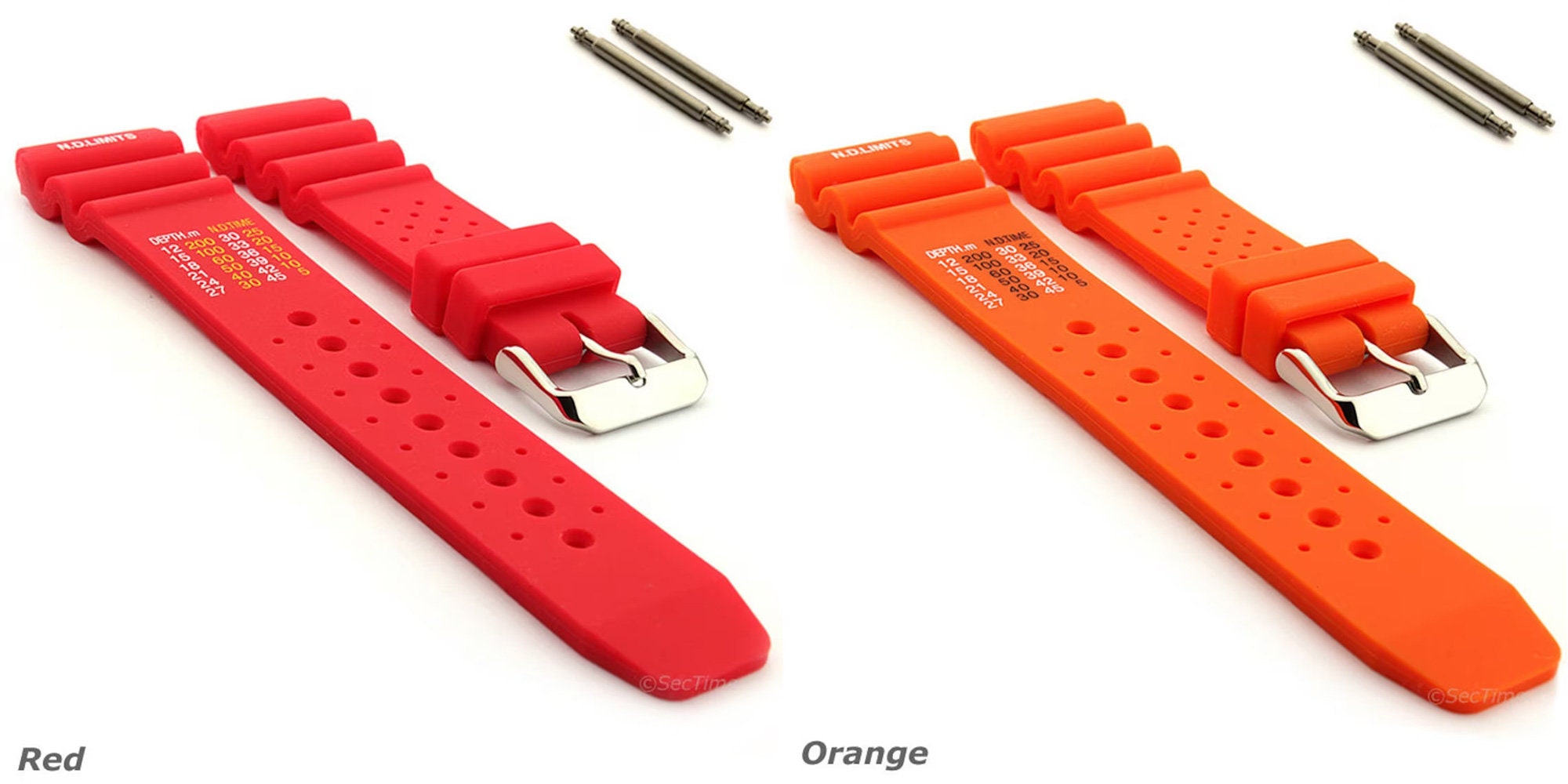 Cinturino Silicone Per Orologio Cinturino Sportivo In Silicone Per Orologi - Nero, Marrone, Rosso, Arancione, Blu, Verde, Misure 18-24mm Braccialetti Silicone - Foto 7