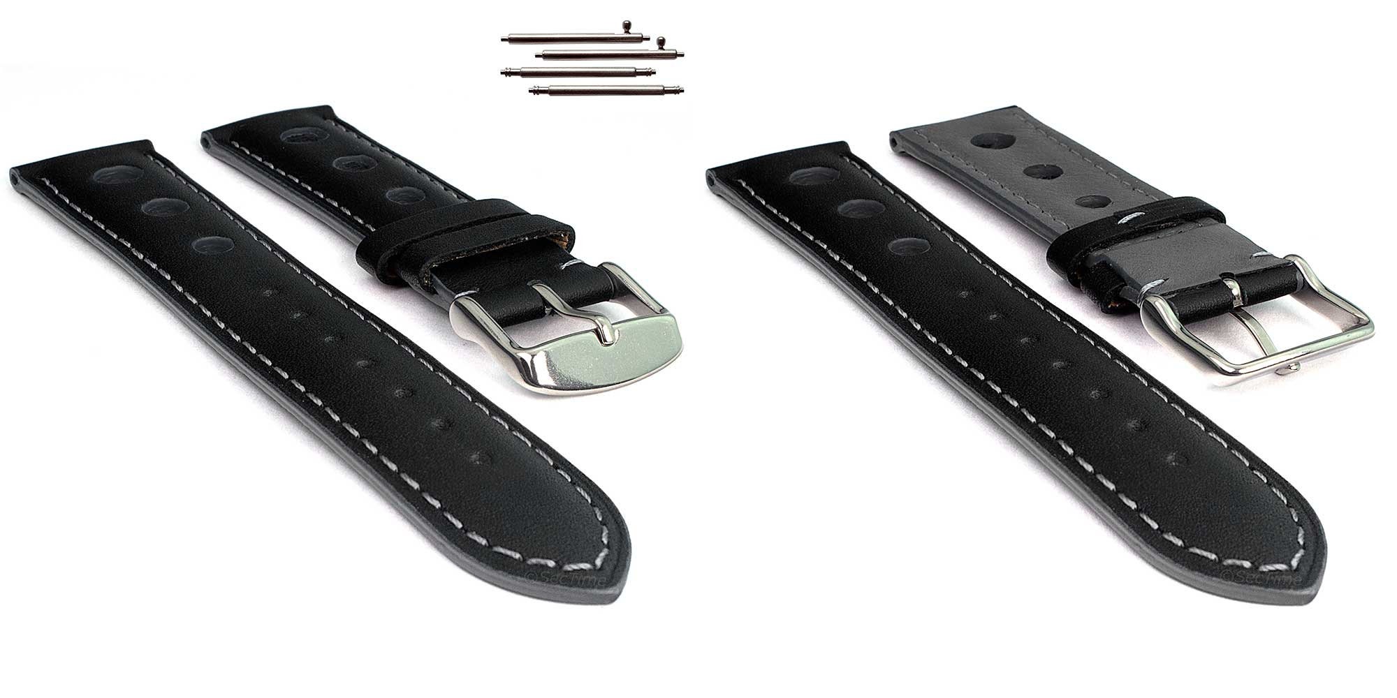 Cinturino Berny Pelle Vitello BERNY Cinturino Orologio In Vera Pelle - Blu Nero, Sgancio Rapido, Larghezze 20-22 Mm Cinturino Orologio Berny - Foto 7